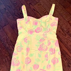 Yellow and pink flowery dress